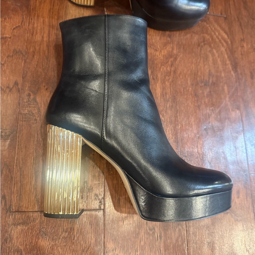 Michael Kors black leather platform boots